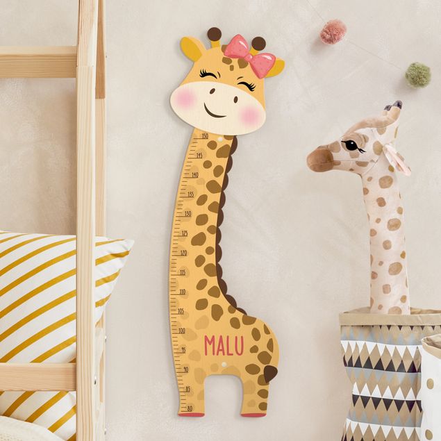 wooden ruler height chart Giraffe girl with custom name