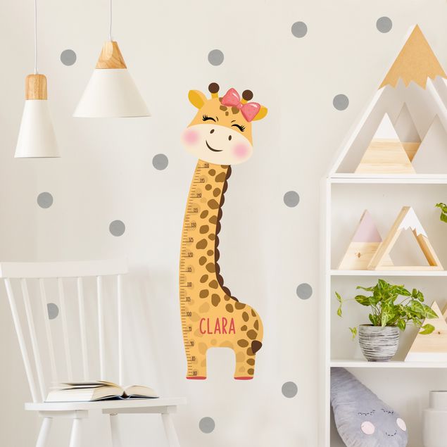 Wall stickers height measure bar Giraffe girl with custom name