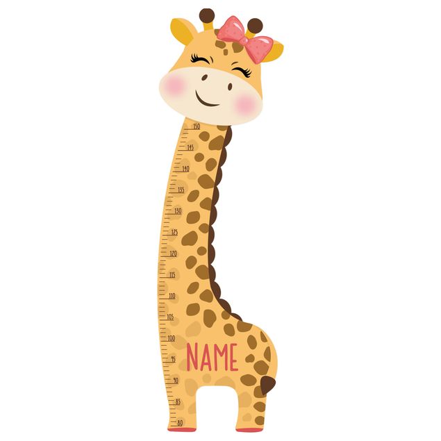 Animal print wall stickers Giraffe girl with custom name