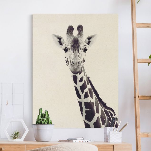 Kitchen Giraffe Portrait In Black And White