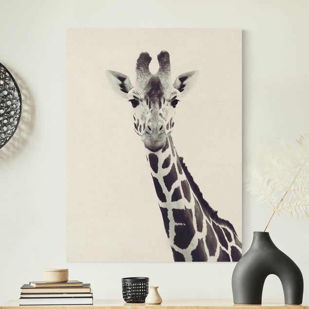 Giraffe art Giraffe Portrait In Black And White