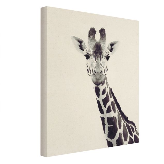 Animal canvas art Giraffe Portrait In Black And White