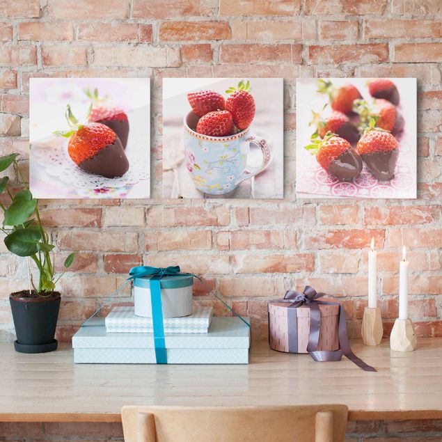 Prints fruit Strawberries In Chocolate Vintage