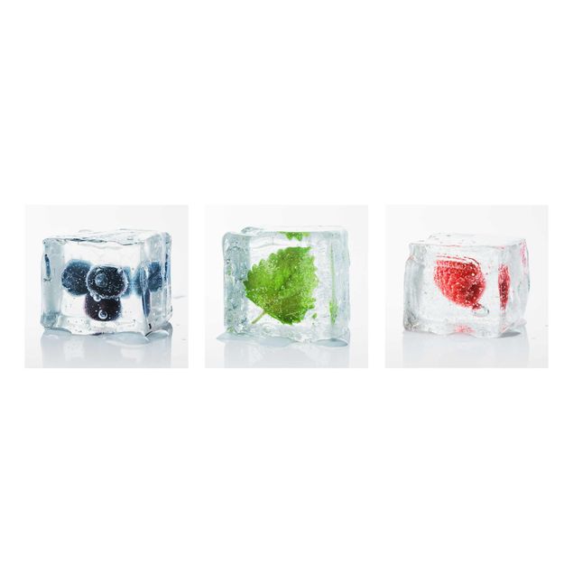 Flower print Fruits And Lemon Balm In Ice Cube