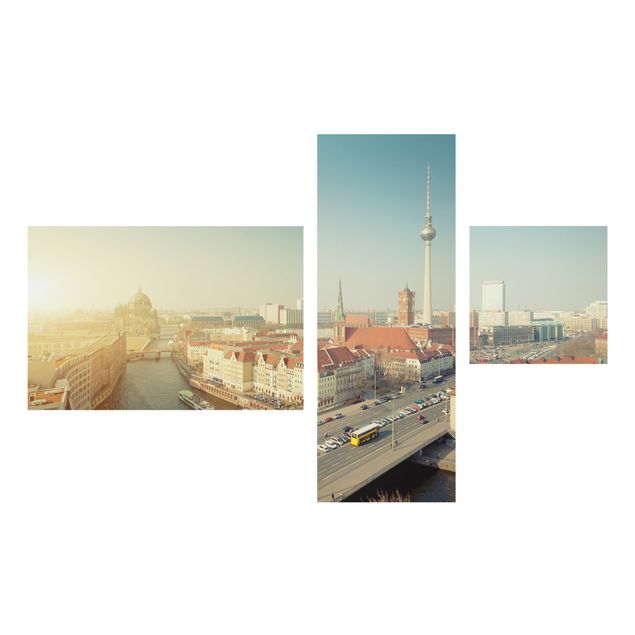 Glass prints architecture and skylines Berlin In The Morning Collage