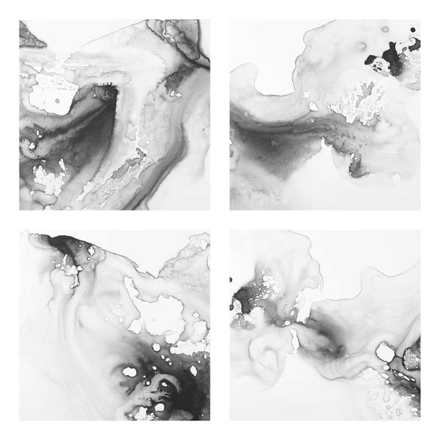 Abstract glass wall art Dust And Water Set II