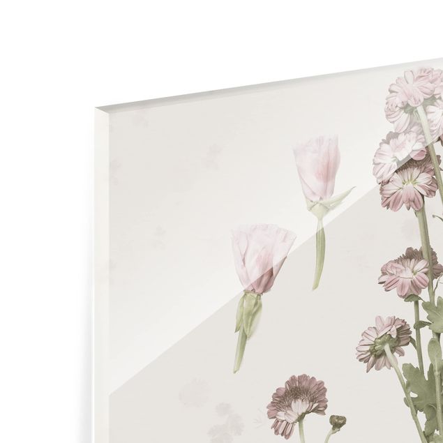 Glas Magnetboard Herbarium In Pink Set I