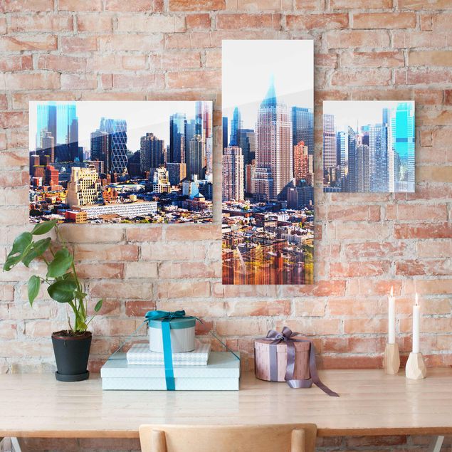 Modern art prints Manhattan Skyline Urban Stretch