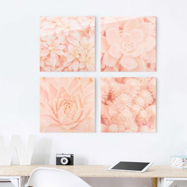 Glass prints rose Pink Flower Magic