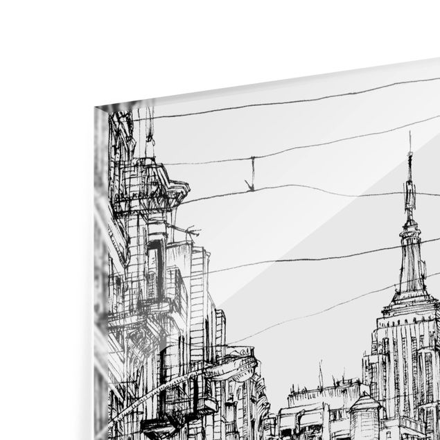 Glass prints black and white City Study Set I