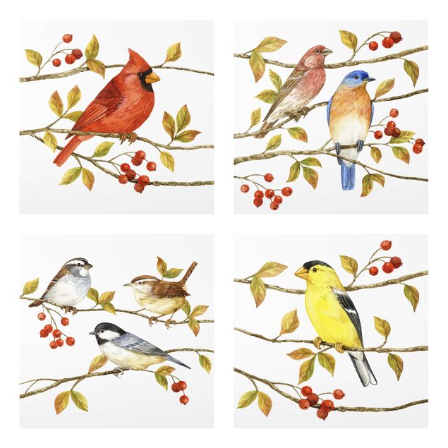 Animal wall art Birds And Berries Set II
