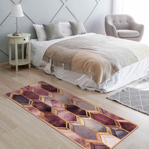 abstract area rug Stained Glass Geometric Rose Gold