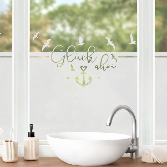 Window stickers sayings & quotes Happiness ahoi border