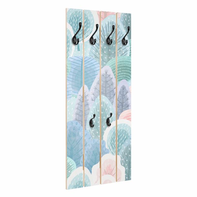 Wall mounted coat rack Happy Forest In Pastel