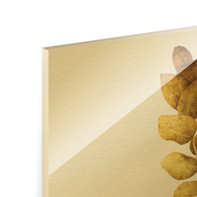 Glass print - Gold - Tropical Leaves Set I - 3 parts