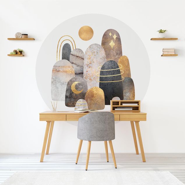 Modern wallpaper designs Golden Mountain With Moon
