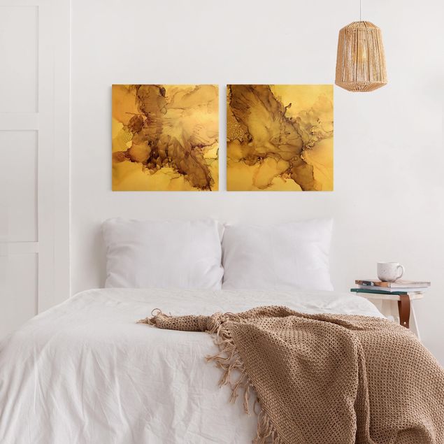 Abstract canvas art Golden Brown Explosions