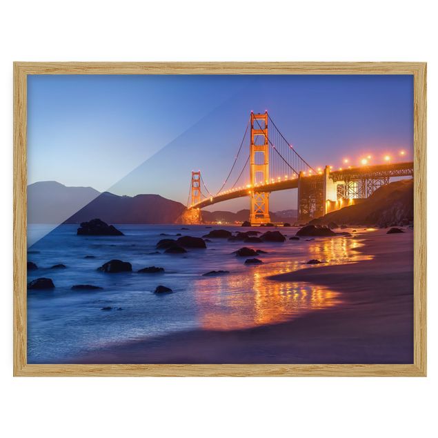 Orange print Golden Gate Bridge At Dusk