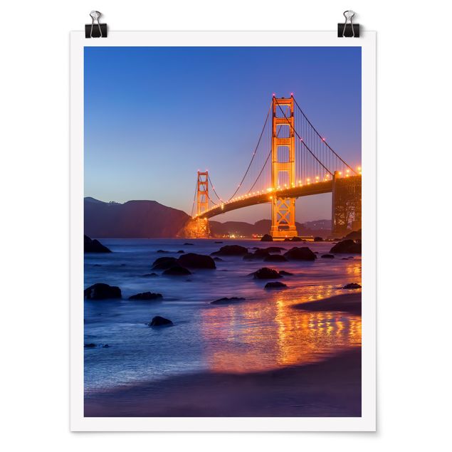 Posters architecture Golden Gate Bridge At Dusk