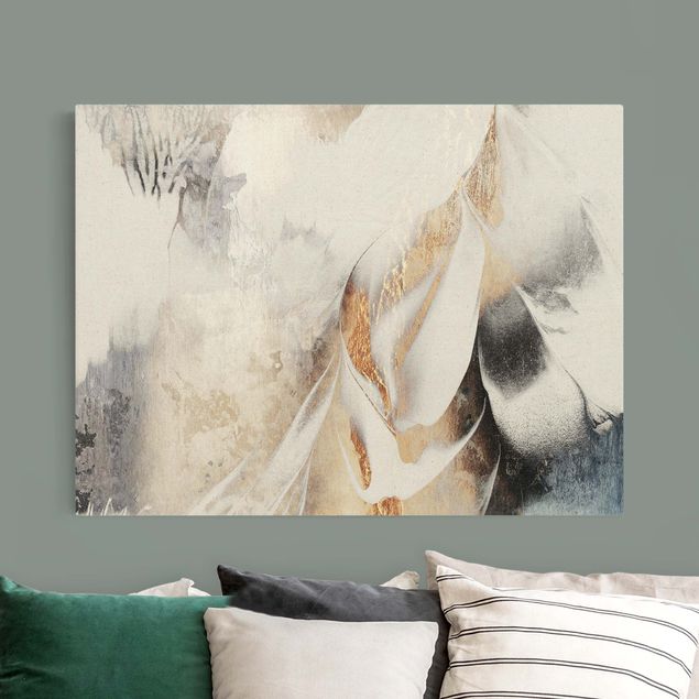 Art prints Golden Abstract Winter Painting