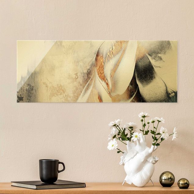 Art posters Golden Abstract Winter Painting