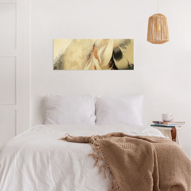 Abstract canvas wall art Golden Abstract Winter Painting