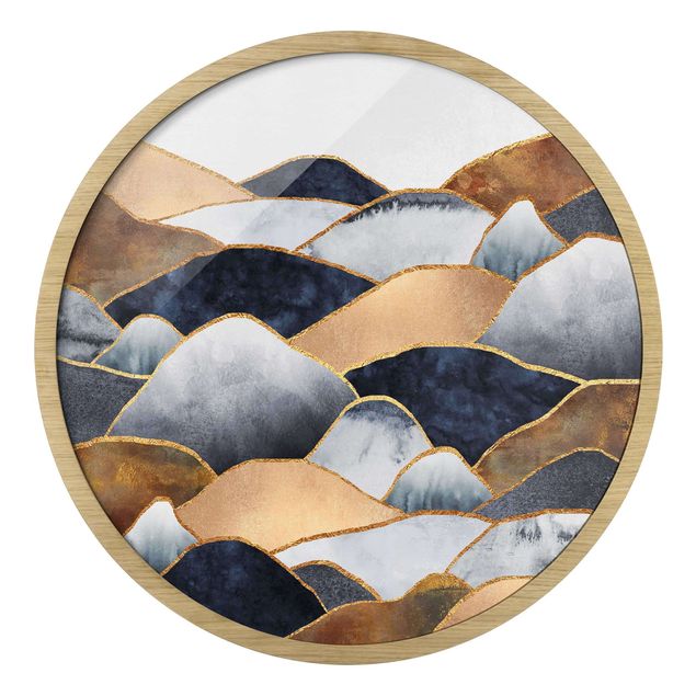 Modern art prints Golden Mountains Watercolour