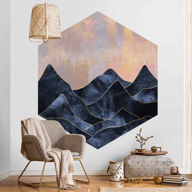 Contemporary wallpaper Golden Dawn Over Mountains