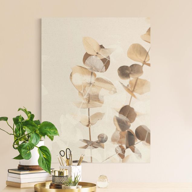 Flower print Golden Eucalyptus With White II