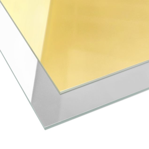 Glass print - Golden Geometry - Blue - 3 parts