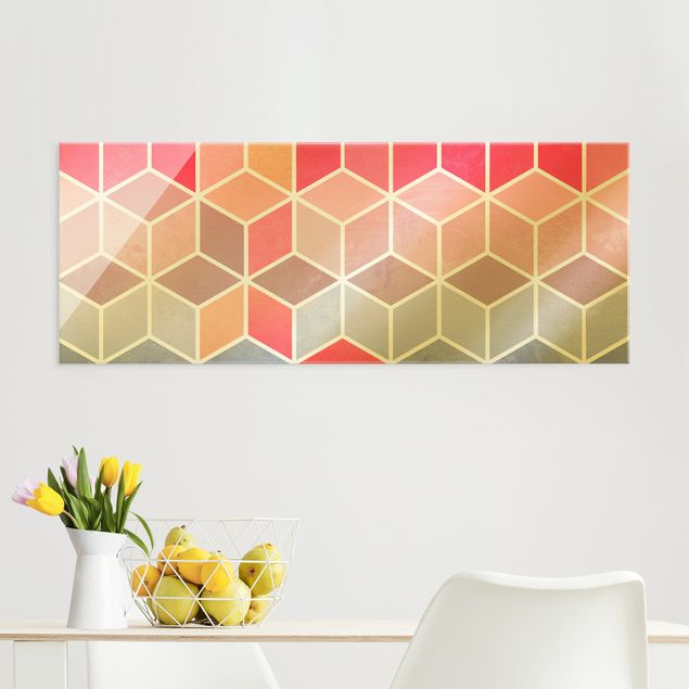 Art posters Golden Geometry - Colourful Pastel