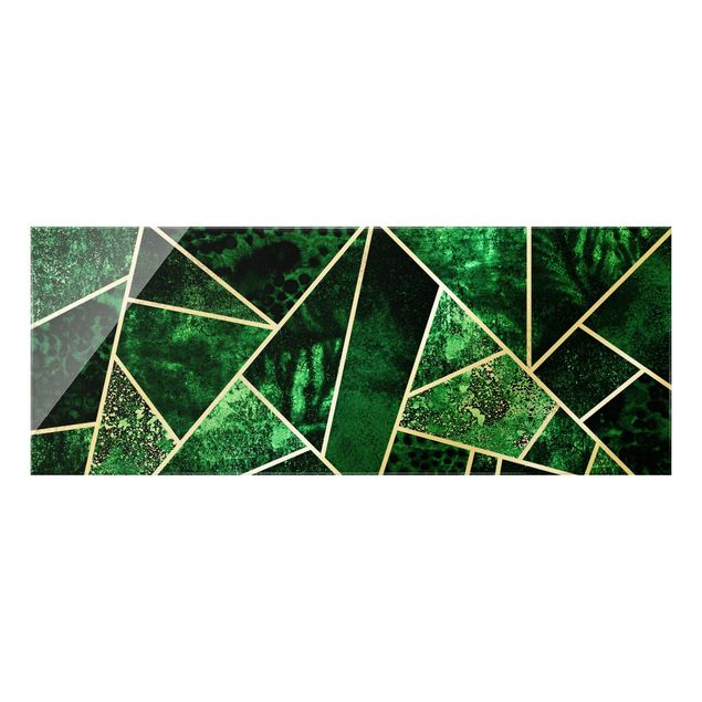 Prints green Golden Geometry - Dark Emerald