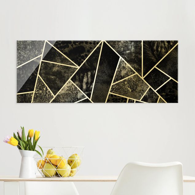 Art prints Golden Geometry - Grey Triangles
