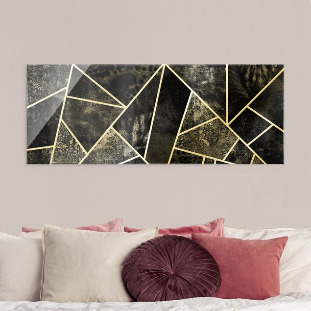 Prints abstract Golden Geometry - Grey Triangles