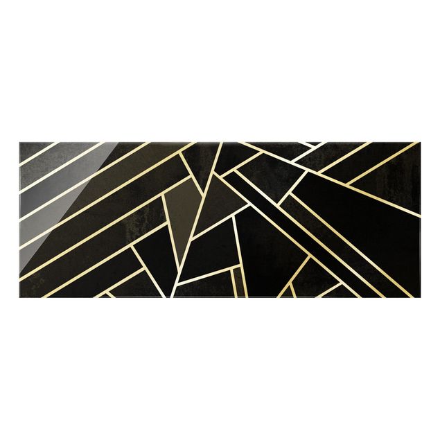 Black art prints Golden Geometry - Black Triangles