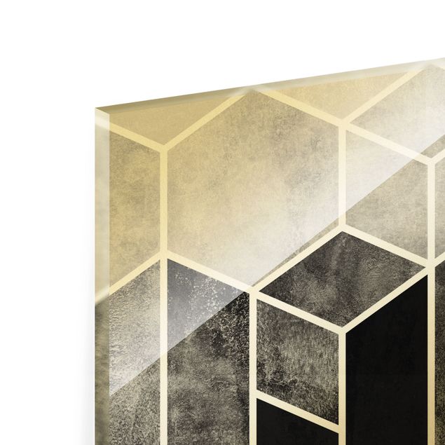 Elisabeth Fredriksson Golden Geometry - Hexagons Black White