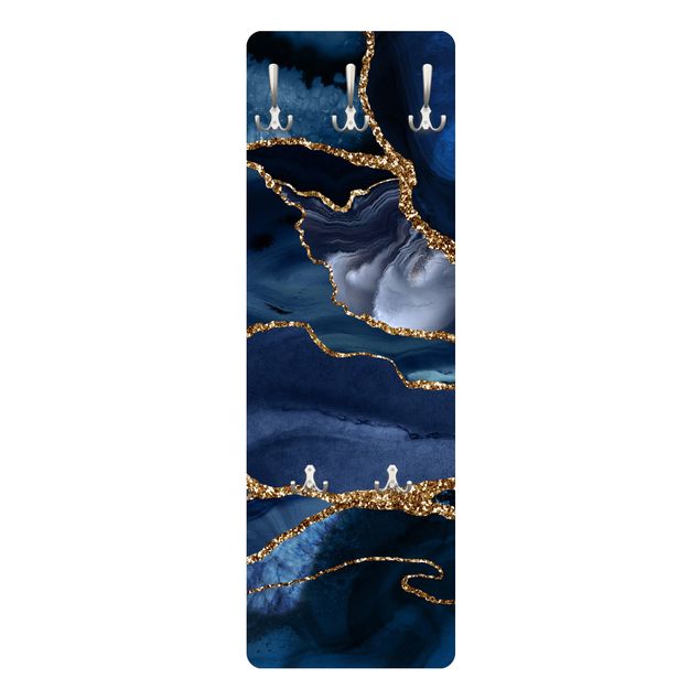 Coat rack - Golden Glitter Waves Blue Backdrop
