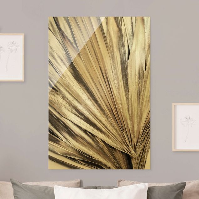 Glass prints flower Golden Palm Leaves