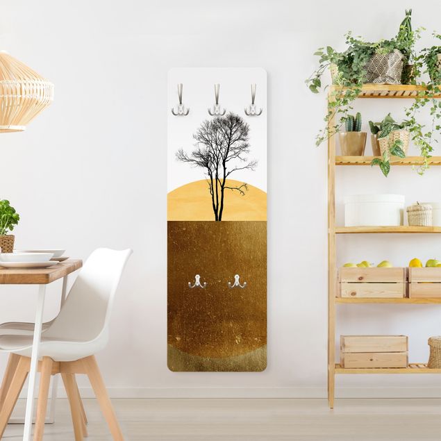 Wall mounted coat rack Golden Sun With Tree