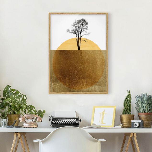 Art posters Golden Sun With Tree