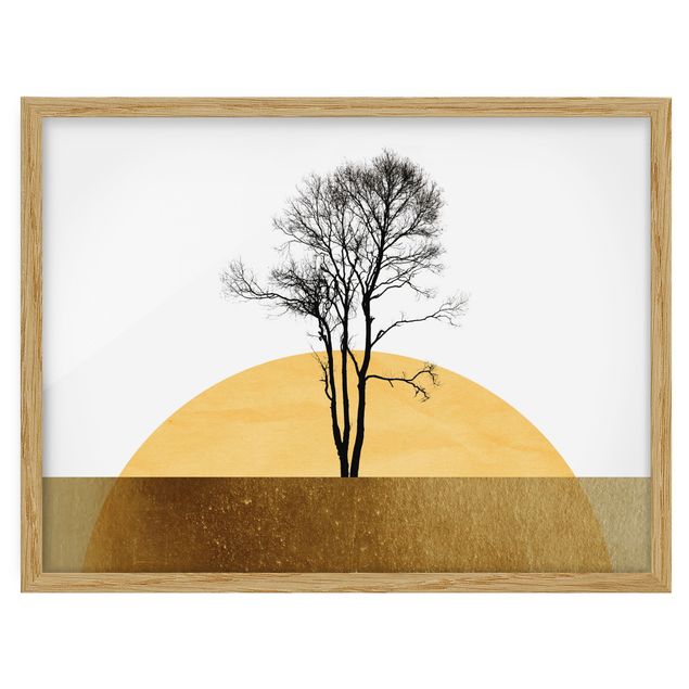 Prints modern Golden Sun With Tree
