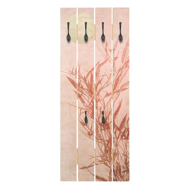 Wall mounted coat rack Golden Sun Pink Bamboo