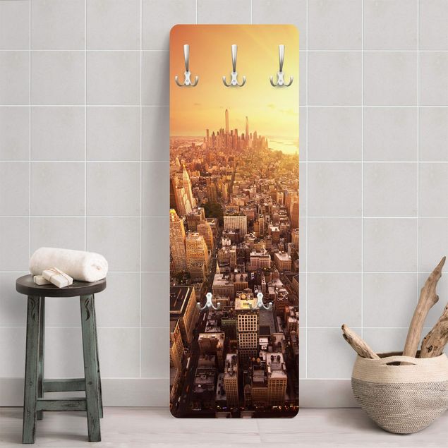 Wall mounted coat rack architecture and skylines Golden city