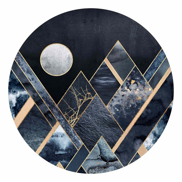Wallpapers patterns Golden Moon Abstract Black Mountains