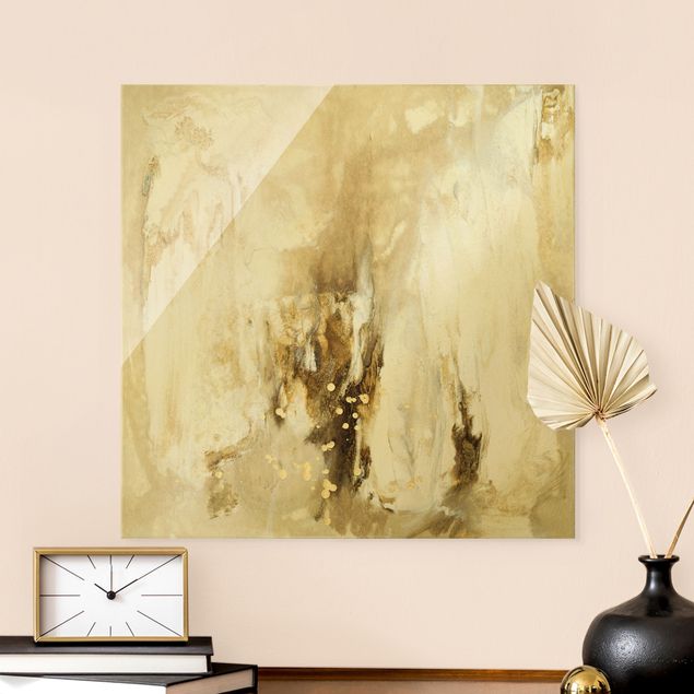 Abstract canvas wall art Golden Quicksand II