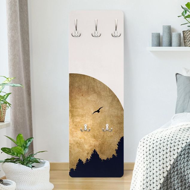 Wall mounted coat rack animals Gold Moon In The Forest
