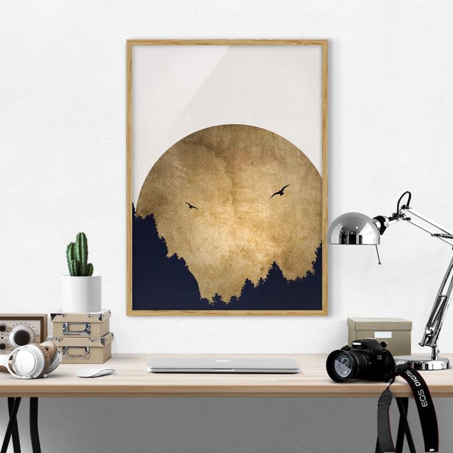 Landscape wall art Gold Moon In The Forest