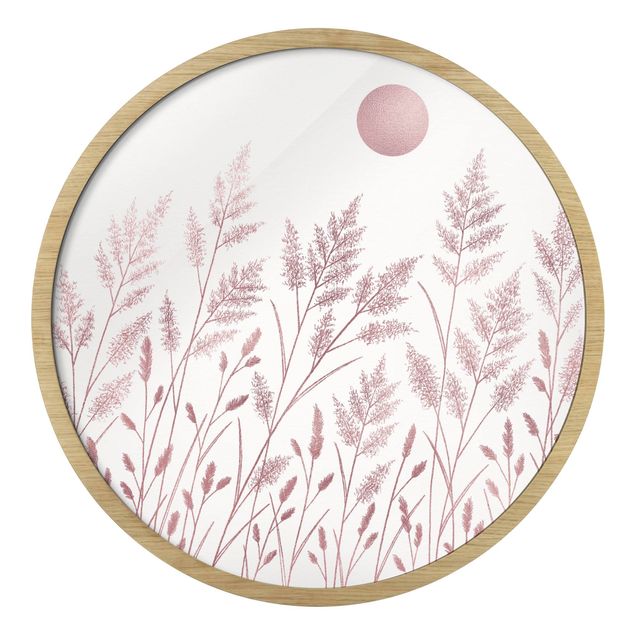Framed art prints Grasses And Moon In Coppery