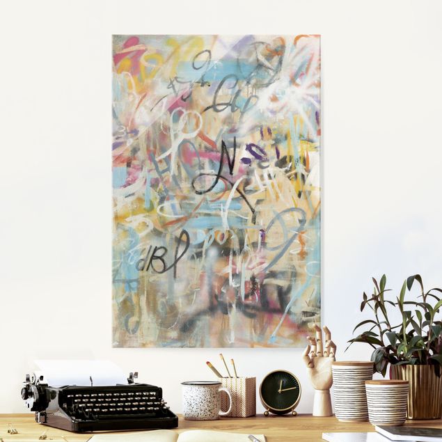 Glass prints sayings & quotes Graffiti Freedom In Pastel