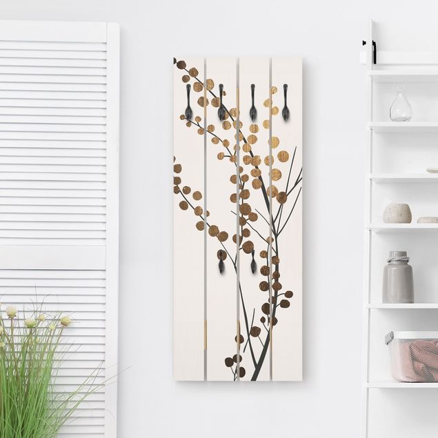 Wall mounted coat rack flower Graphical Plant World - Berries Gold
